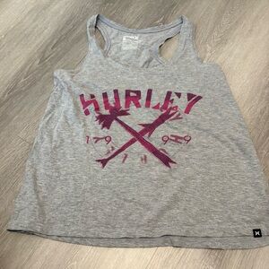 Hurley Heather Gray Tank with Magenta Design